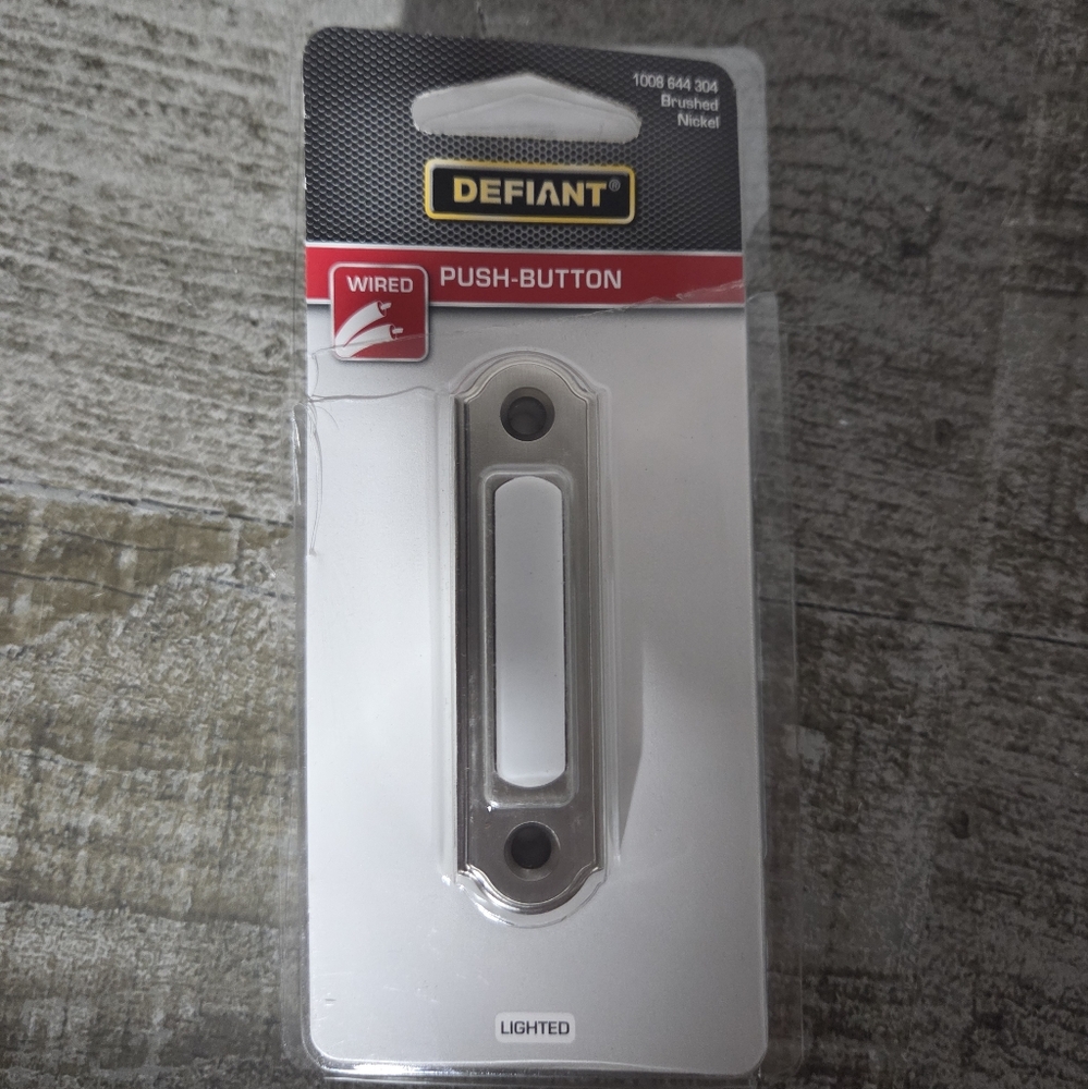 Defiant Wired LED Illuminated Doorbell Push Button, Brushed Nickel